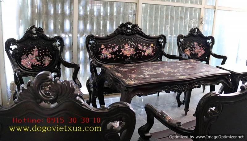 ĐỒ CỔ - ĐỒ XƯA ĐẶC BIỆT BÀN GHẾ KIỂU PHÁP - BỘ LU Y (Louis) XƯA CẨN ỐC ĐẸP