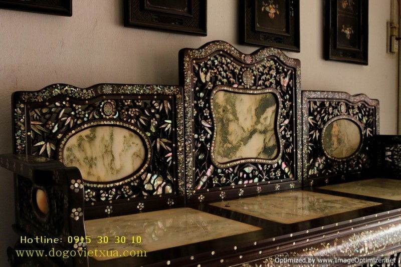 BÀN GHẾ CẨN ỐC - BỘ TRƯỜNG KỶ TAM SƠN, 5 MÓN. ĐỒ XƯA ĐẸP