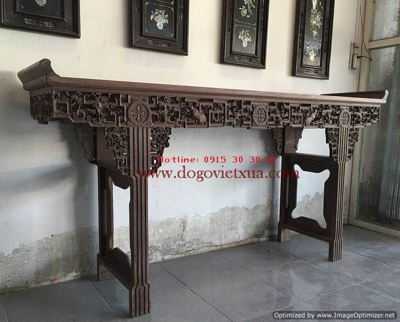 BÀN TRUNG ĐƯỜNG HUẾ GỖ LIM CHẠM TỨ DIỆN