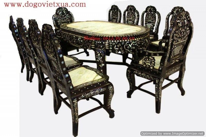 BÀN GHẾ CẨN ỐC XÀ CỪBỘ BÀN ĂN CẨN ỐC 5 MẶT - ỐC XÀ CỪ 7 MÀU [ Đẳng Cấp Giàu Sang ]