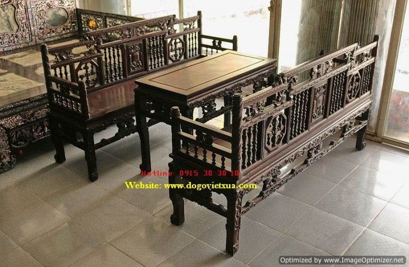 BỘ BÀN GHẾ TRƯỜNG KỶ HUẾ - CHẠM DẮT 4 MẶT RẤT ĐẸP, SẮC và SÂU