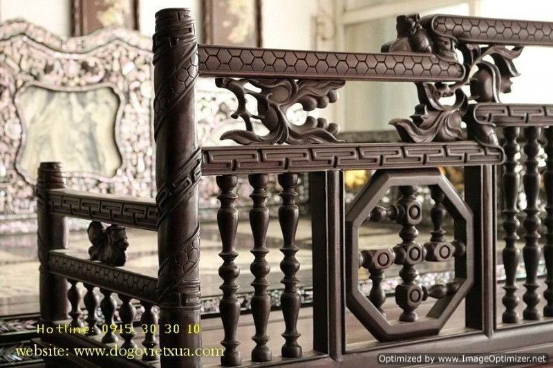 BỘ BÀN GHẾ TRƯỜNG KỶ HUẾ - CHẠM DẮT 4 MẶT RẤT ĐẸP, SẮC và SÂU