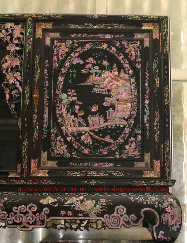 TỦ CHÈ KHẢM ỐC ĐẸP KINH ĐIỂN TÍCH TAM QUỐC - TUYỆT PHẨM ĐỂ ĐỜI ĐẶC SẮC HIẾM CÓ