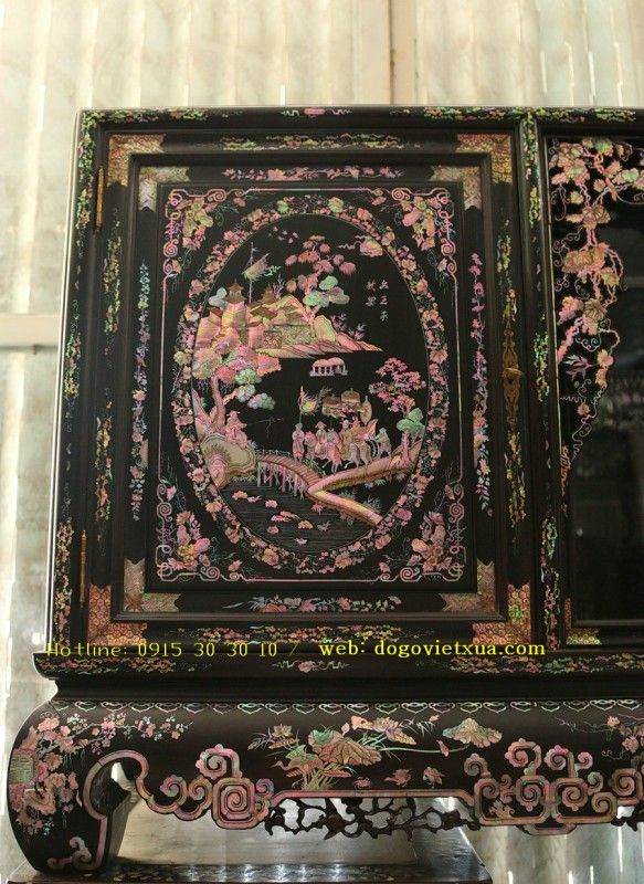 TỦ CHÈ KHẢM ỐC ĐẸP KINH ĐIỂN TÍCH TAM QUỐC - TUYỆT PHẨM ĐỂ ĐỜI ĐẶC SẮC HIẾM CÓ