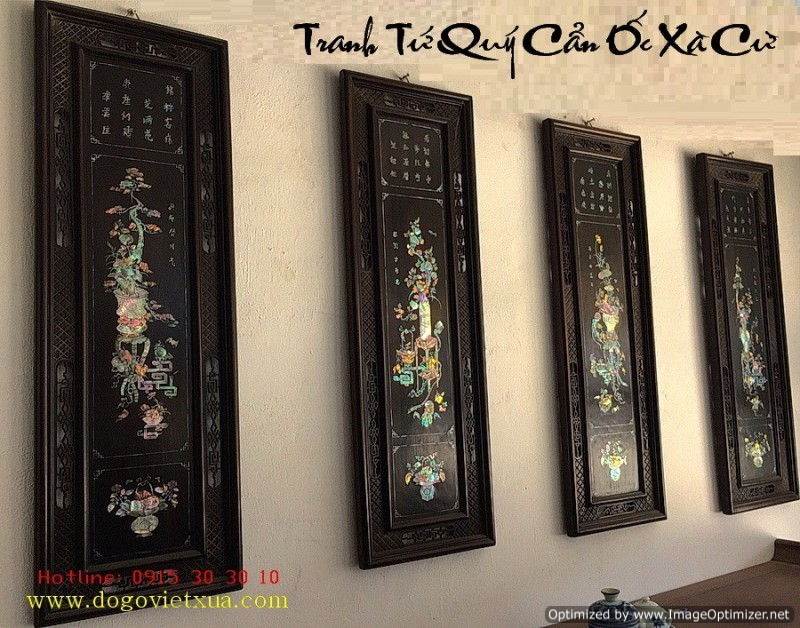 Tranh Gỗ Cẩn Ốc TRANH KHẢM ỐC - BỘ TRANH TỨ QUÝ CẨN ỐC XÀ CỪ ĐẸP
